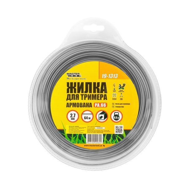 Жилка для тримера MASTERTOOL SQUARE REINFORCED 2.7 мм &times; 64 м 19-1313 29908 фото