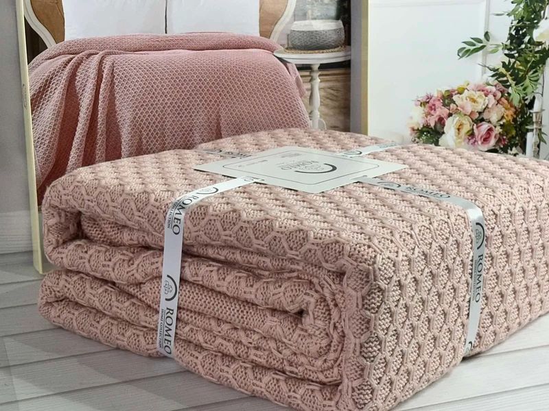 Плед в'язаний акриловий Romeo Home Zeynep Persik 220&times;240 см 57016 фото