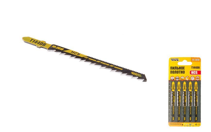Полотно пильне для лобзика MASTERTOOL T144DB 5 шт дерево/пластик швидкий прямий різ/реверс 6TPI/100 мм 14-2818 27685 фото