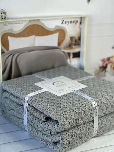 Плед в'язаний акриловий Romeo Home Zeynep Gri 220&times;240 см 57015 фото