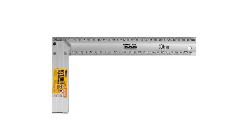 Кутник будівельний алюмінієвий MASTERTOOL 300 мм ручка Al 30-2300 24350 фото