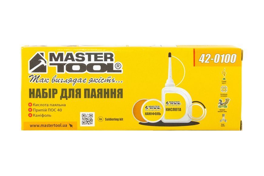 Набір для паяння MASTERTOOL кислота/припій/каніфоль 42-0100 31644 фото