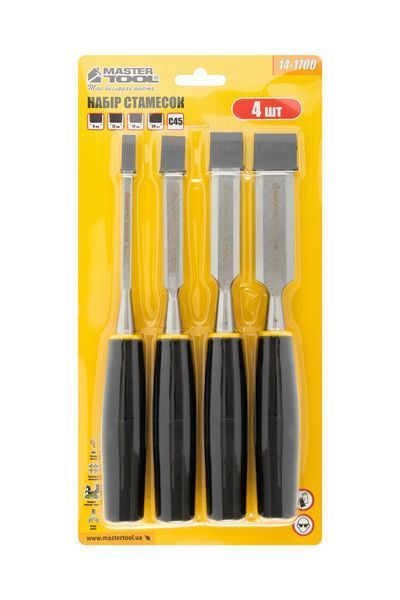 Стамески MASTERTOOL з пластиковими ручками 6/12/18/24 мм набір 4 шт 14-1700 25034 фото