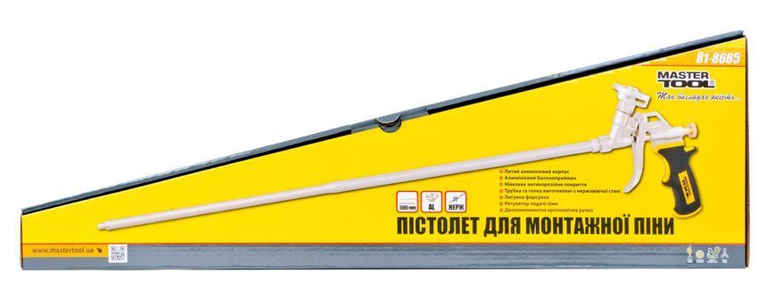 Пістолет для монтажної піни, 500 мм, суцільнометалевий, Profi MASTERTOOL 81-8665 30116 фото