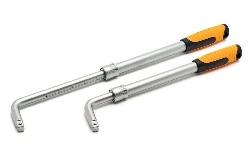 Ключ балонний MASTERTOOL L-Type телескопічний 1/2" головки 17&times;19/21&times;23 мм CrV 380&ndash;530 мм у чохлі 78-0100 34169 фото