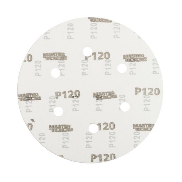 Круг шліфувальний на липучці MASTERTOOL 225 мм/6 отв P120 набір 5 шт 08-2012-H 30175 фото
