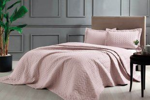 Стьобане покривало TAC Glory Pudra 180&times;260см + наволочка 50&times;70см 29816 фото