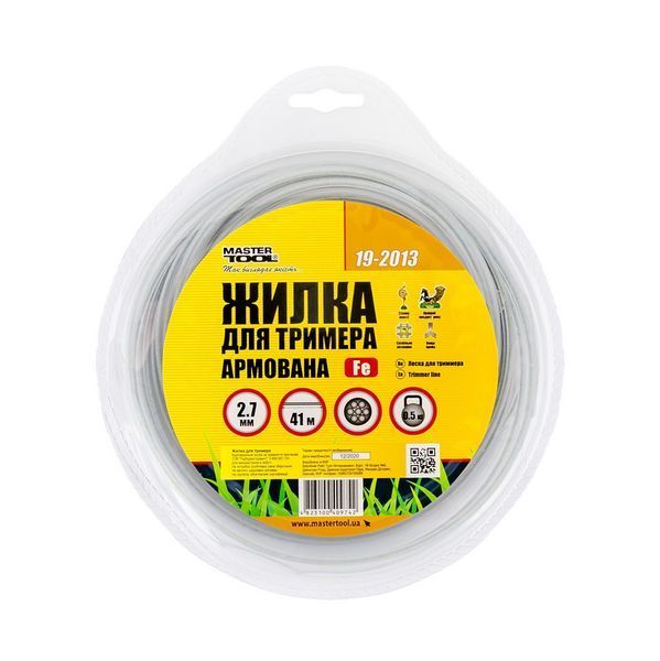 Жилка для тримера MASTERTOOL STEEL CORD зі сталевим сердечником 2.7 мм &times; 41 м 19-2013 29923 фото