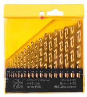 Набір свердл для металу MASTERTOOL 19 шт HSS ТИТАН 1-10 мм plastic box 11-0219 26500 фото