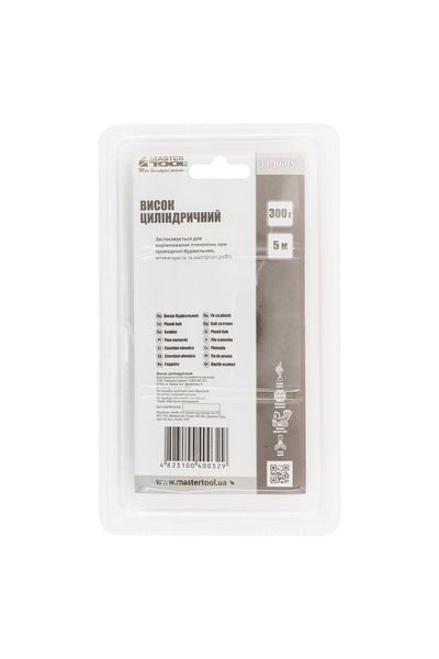 Висок будівельний MASTERTOOL металевий циліндричний 300 г шнур L 5 м 30-0605 27746 фото