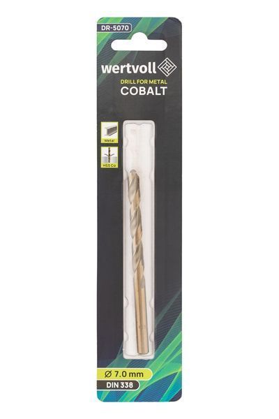 Свердло для металу WERTVOLL COBALT HSS 7.0х109 мм DIN 338 DR-5070 31592 фото