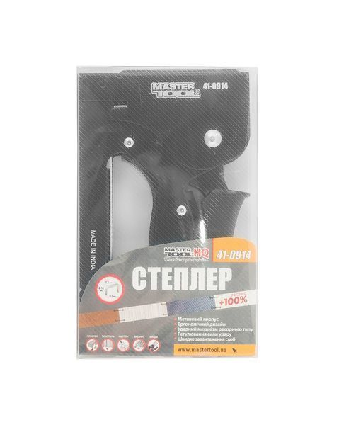 Степлер ресорний MASTERTOOL скоба R53 4-14 мм плавне регулювання сили удару корпус метал 41-0914 29819 фото
