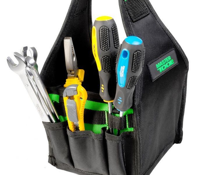 Сумка для інструментів відкрита MASTERTOOL 160х170х310 мм 8 кишень посилене дно 1680 DEN 79-1930 28221 фото