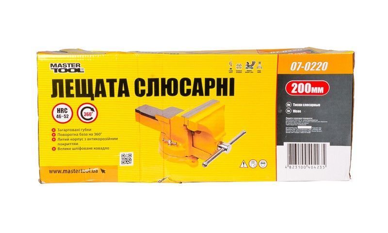 Лещата слюсарні настільні поворотні MASTERTOOL 200 мм з ковадлом 07-0220 28223 фото