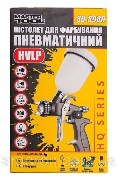 Краскопульт MASTERTOOL HVLP HQ ВБ 100 мл пластик &Oslash;1.0 мм 200 л/мин 1.5-3 бар 80-8980 80-8980 фото